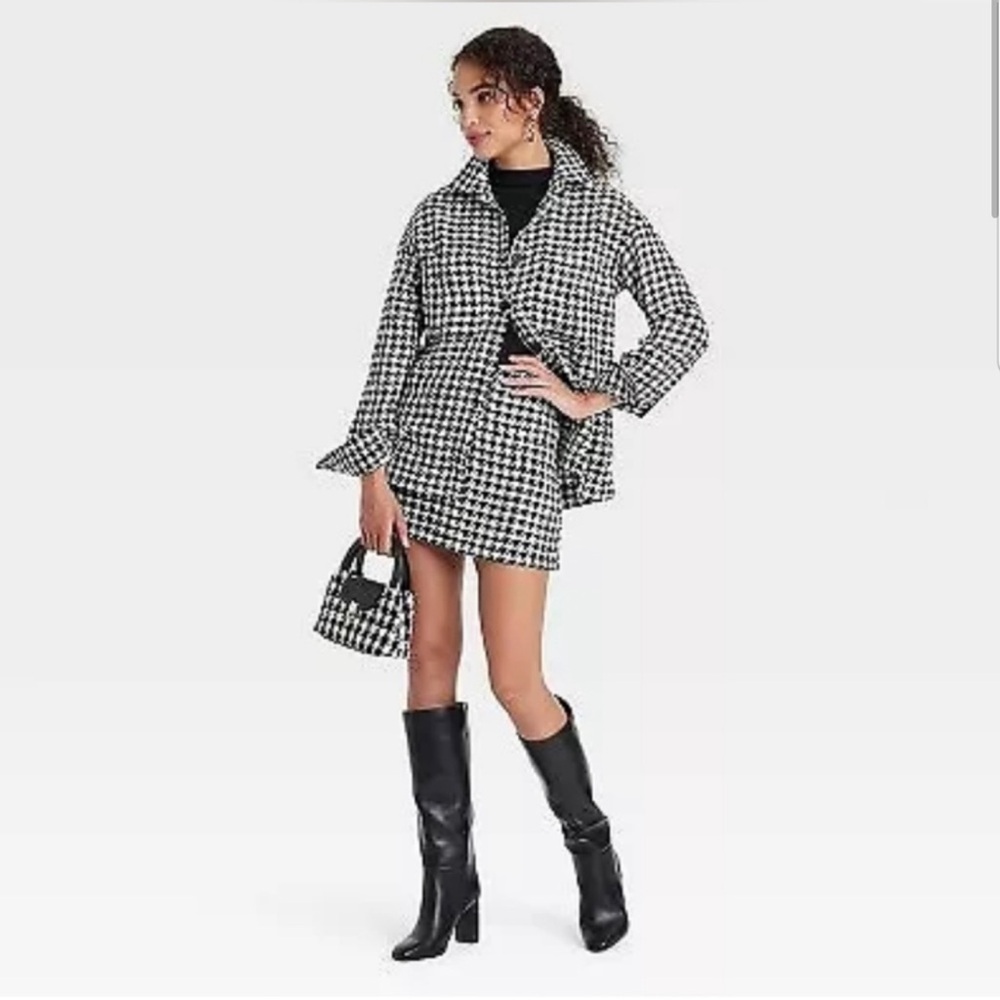 Tweed shacket, black and cream, A New Day NWT